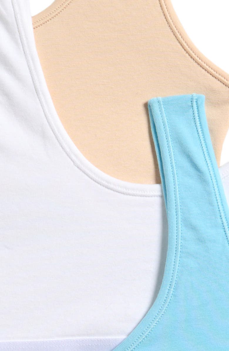 Calvin Klein Kids' Assorted 3-Pack Bralettes, Alternate, color, Blue/ White/ Sand