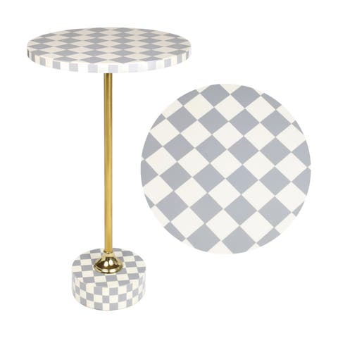 Calix Art Deco Metal/Resin Checkerboard Round Drink Table