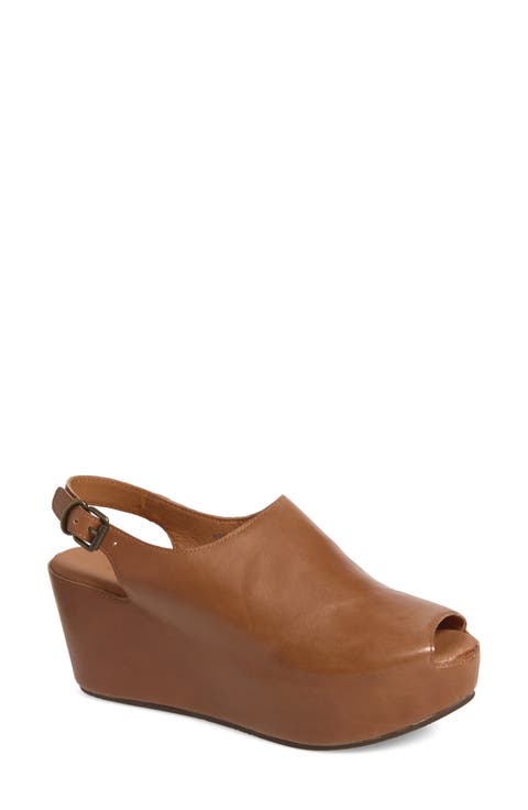 Waby Slingback Peep Toe Platform Wedge Mule