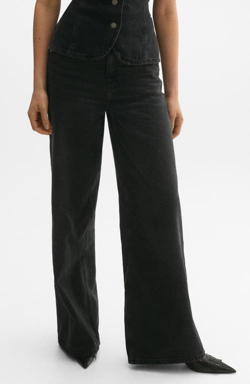 Shop Mango High Waist Wide Leg Jeans In Open Grey