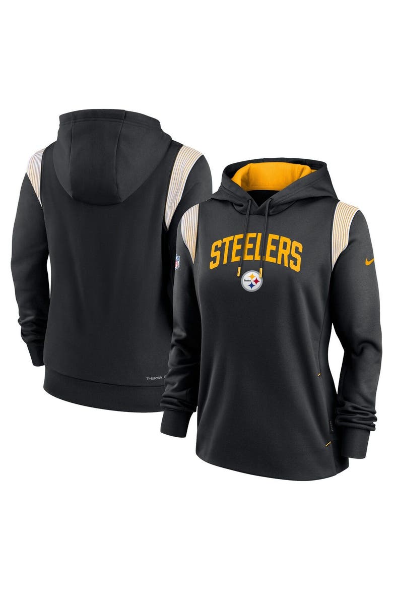 Women's Nike Black Pittsburgh Steelers Sideline Stack Performance Pullover Hoodie, Main, color, Black