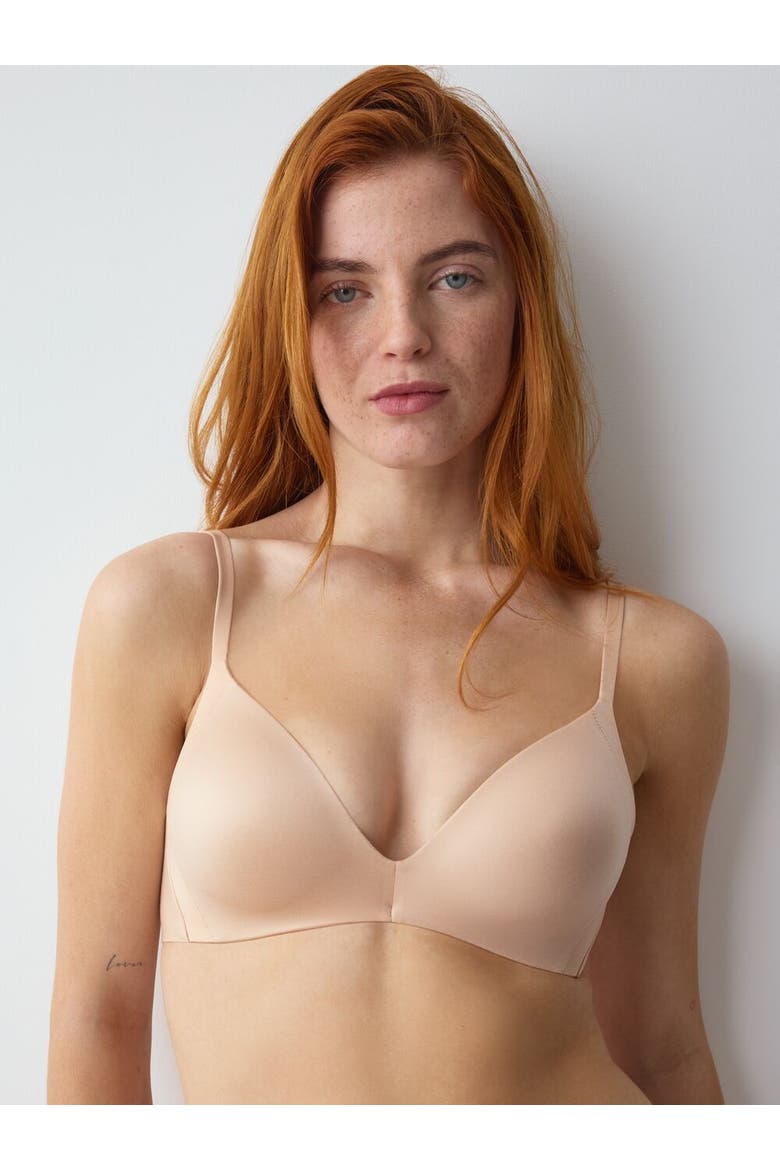 Body Make-Up Soft Touch Wireless T-shirt Bra, Main, color, Neutral Beige