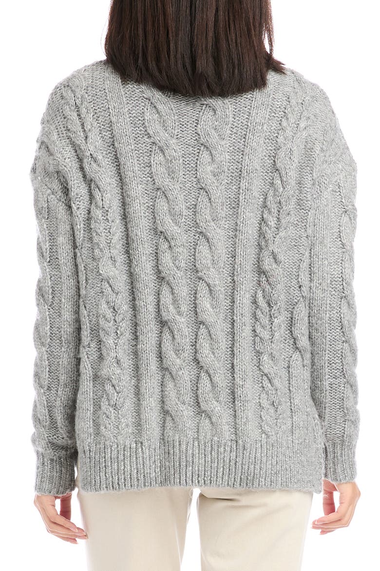 Oversize Cable Crewneck Sweater, Alternate, color, GRAY