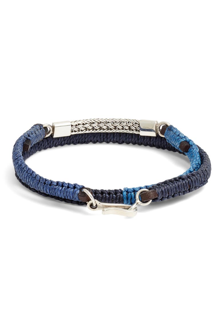 Macrame Artisan Leather Bracelet, Main, color, BLUE COMBO