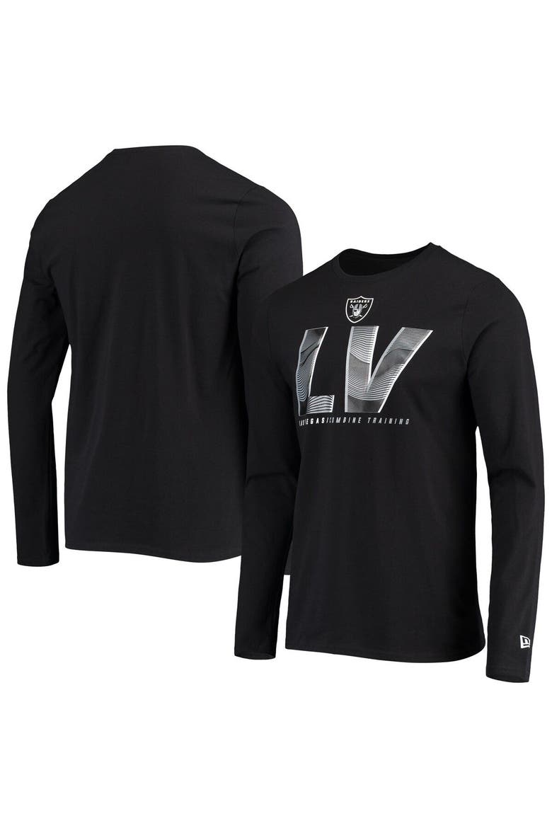 Men's New Era Black Las Vegas Raiders Combine Authentic Static Abbreviation Long Sleeve T-Shirt, Alternate, color, Black