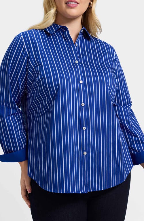 Foxcroft Margie Stripe Button-up Shirt In Burgundy
