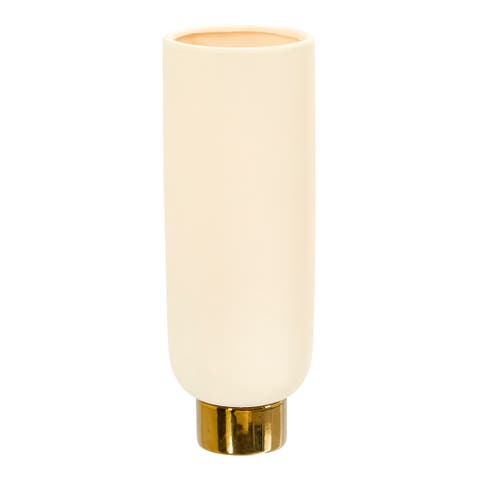 12.75-in Elegance Ceramic Cylinder Vase with Gold Accents