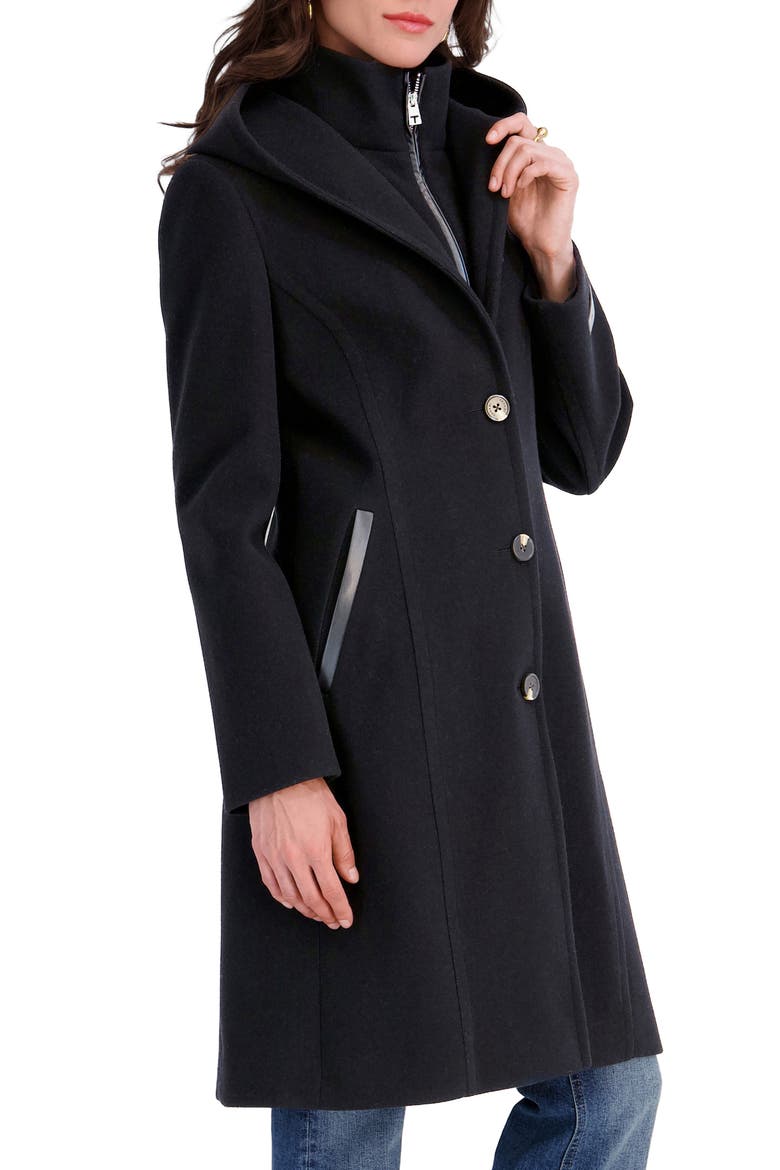 Hooded Bib Coat, Alternate, color, BLACK