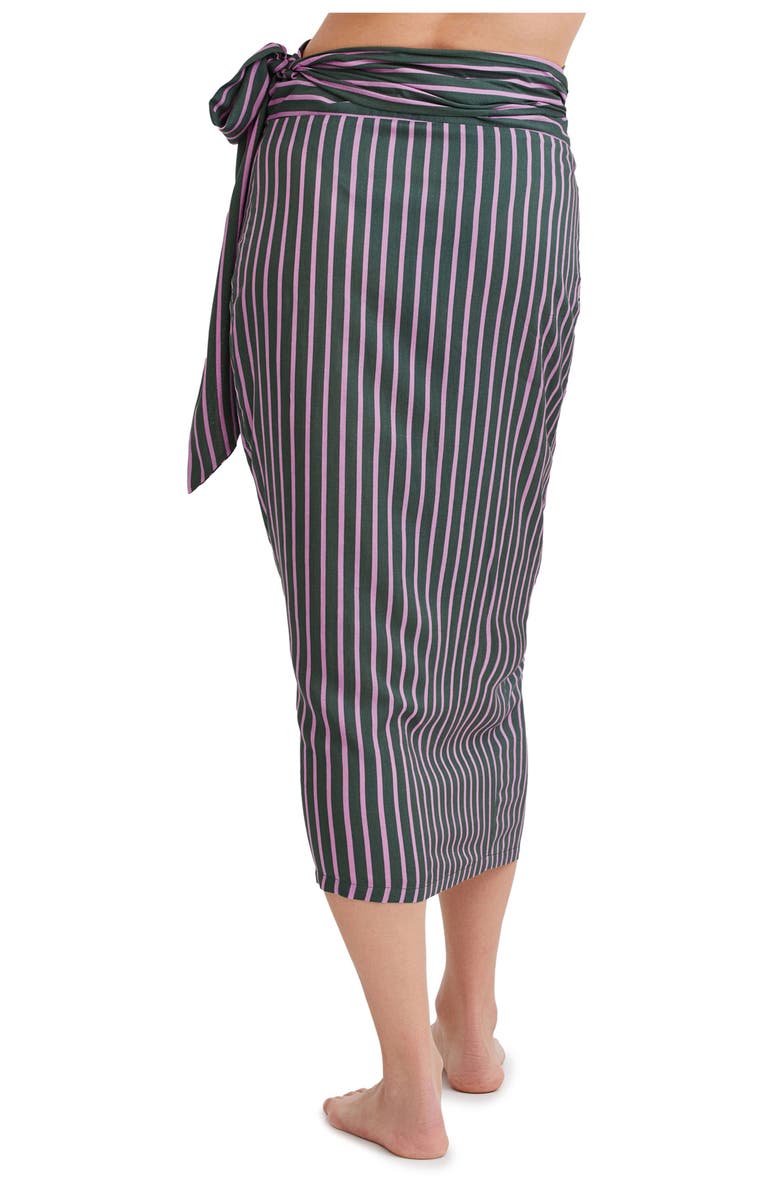 Au Naturel by Gottex Printed stripe long sarong skirt swim cover up, Alternate, color, 