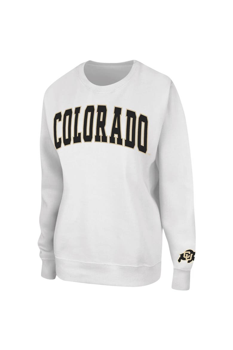 Women's Colosseum White Colorado Buffaloes Campanile Pullover Sweatshirt, Alternate, color, White