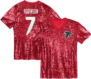 Outerstuff Girls Youth Bijan Robinson Red Atlanta Falcons Sequin V-Neck Fashion Jersey