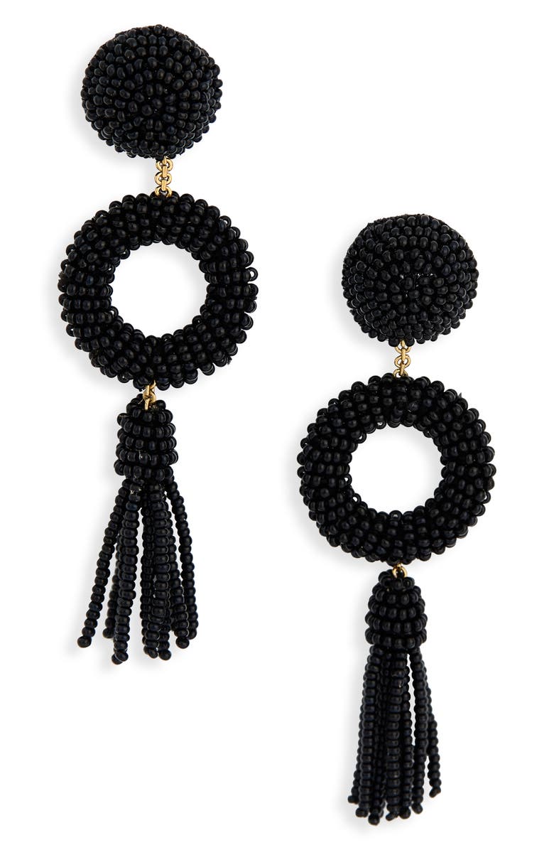 Deepa Gurnani Oliver Beaded Drop Earrings, Main, color, Black