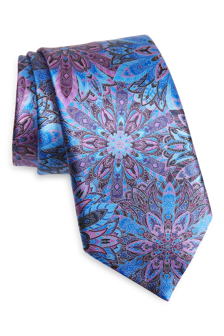 Quindici Floral Paisley Silk Tie, Main, color, PURPLE