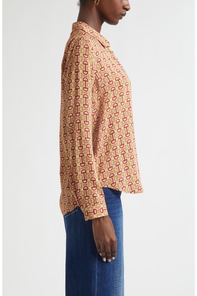 Holly Print Button-Up Shirt, Alternate, color, MULTI ALLOVER HORSE BIT