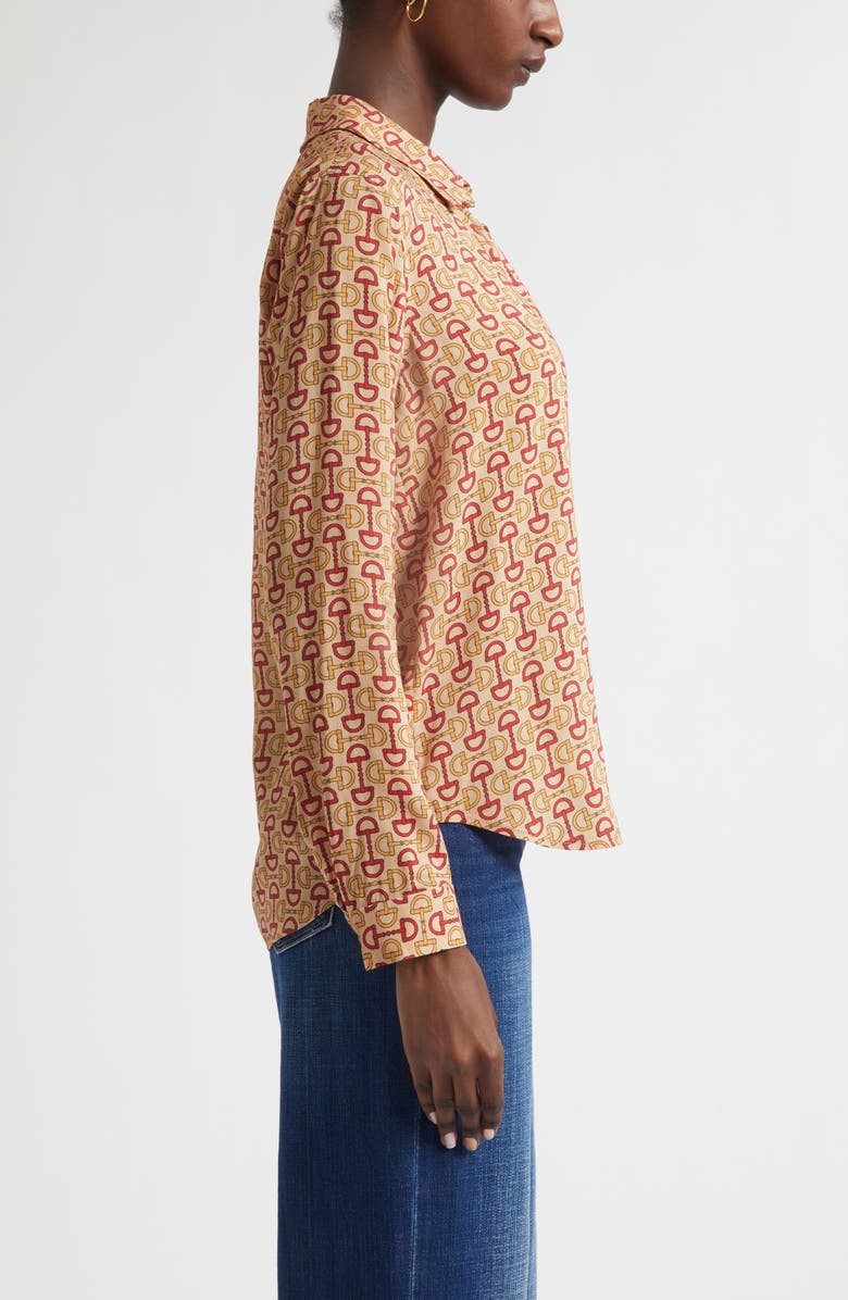 L'AGENCE Holly Print Button-Up Shirt, Alternate, color, Multi Allover Horse Bit