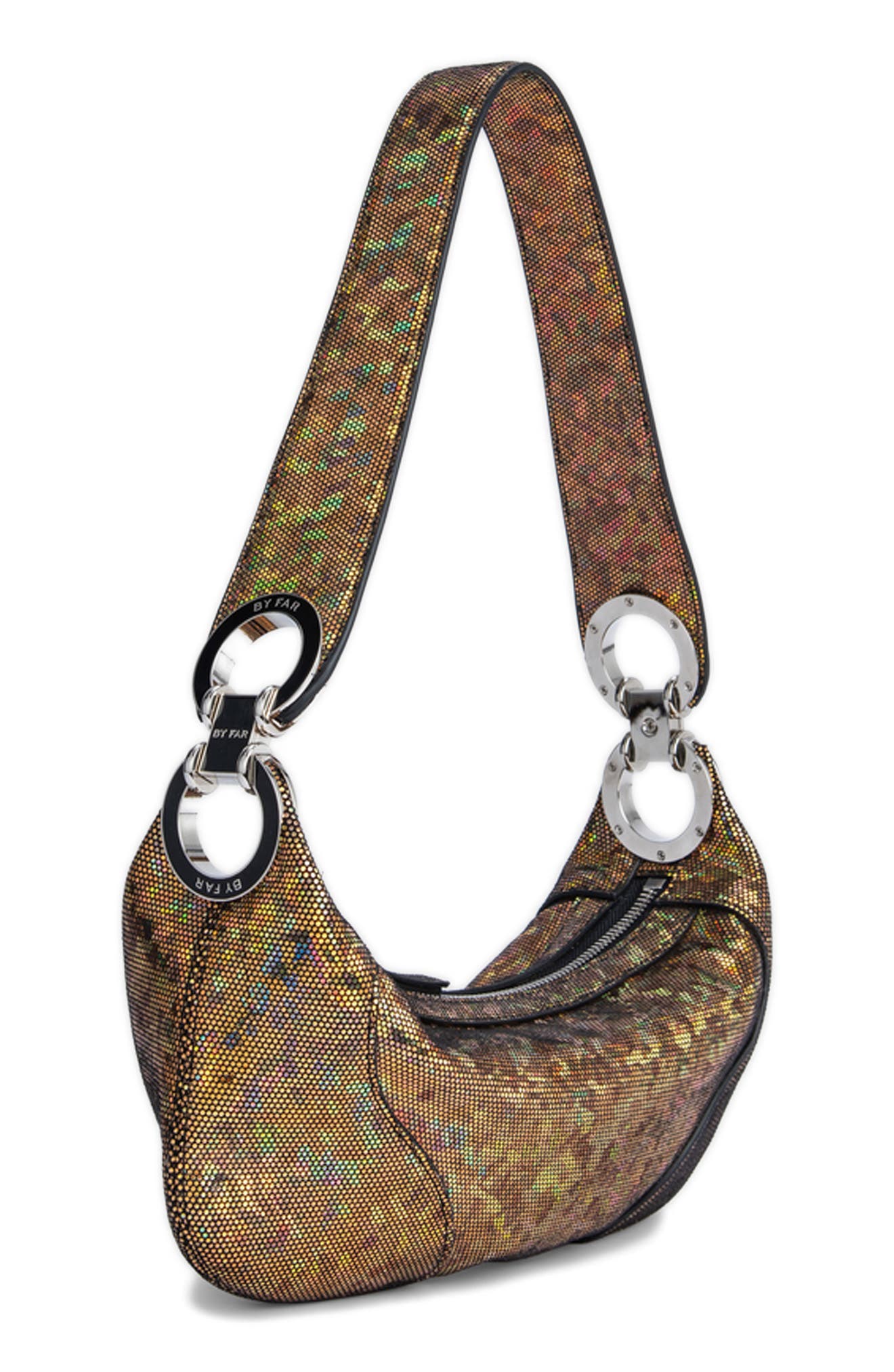 By Far Amira Hologram Leather Shoulder Bag, Alternate, color, 
