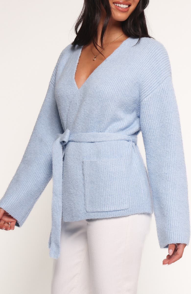 Petal & Pup Mika Rib Wrap Cardigan, Alternate, color, Blue