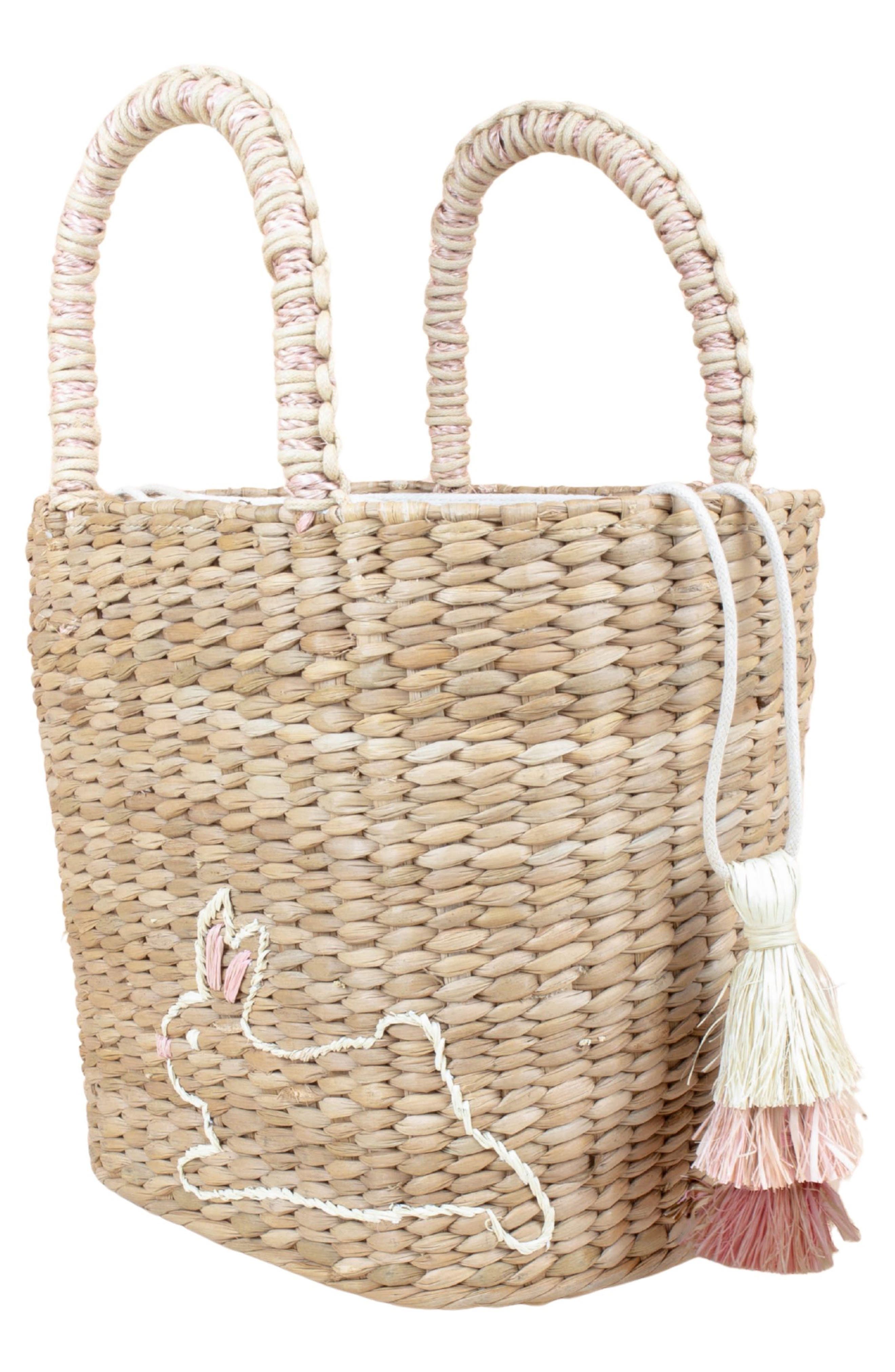 LIKHA Bunny Embroidered Tote Bag, Alternate, color, Natural