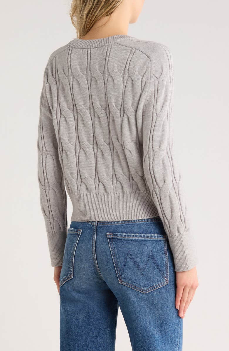 Vigoss Cable Stitch Crewneck Sweater, Alternate, color, Heather Grey