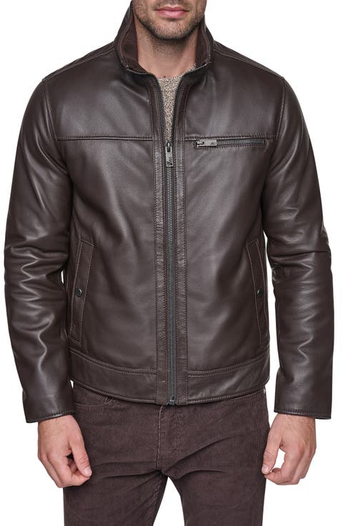 Stand Collar Leather Jacket