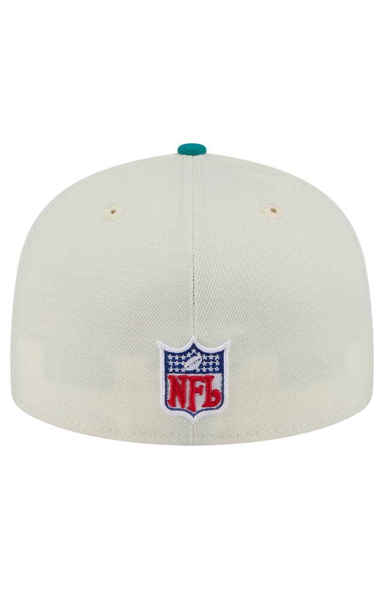 New Era Men's New Era  White/Aqua Miami Dolphins Throwback Main 59FIFTY Fitted Hat, Alternate, color, 