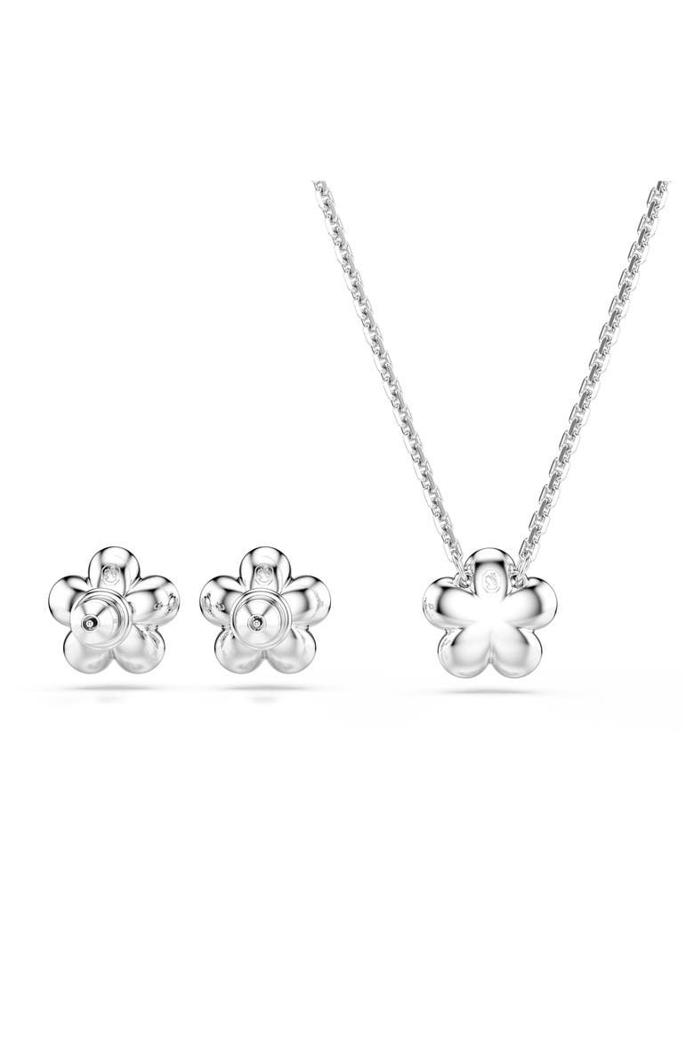 Crystal Faux Pearl Necklace & Earrings Set, Alternate, color, SILVER/ WHITE