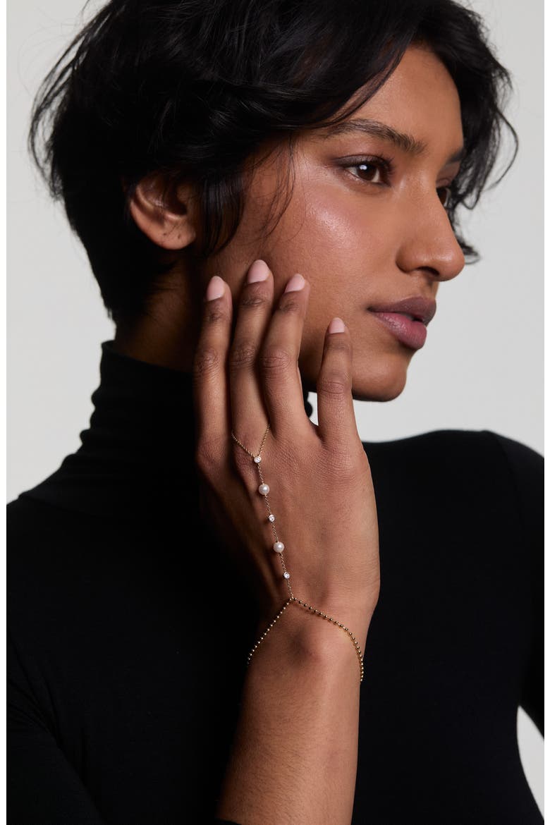 Esme Faux Pearl Hand Chain, Alternate, color, GOLD