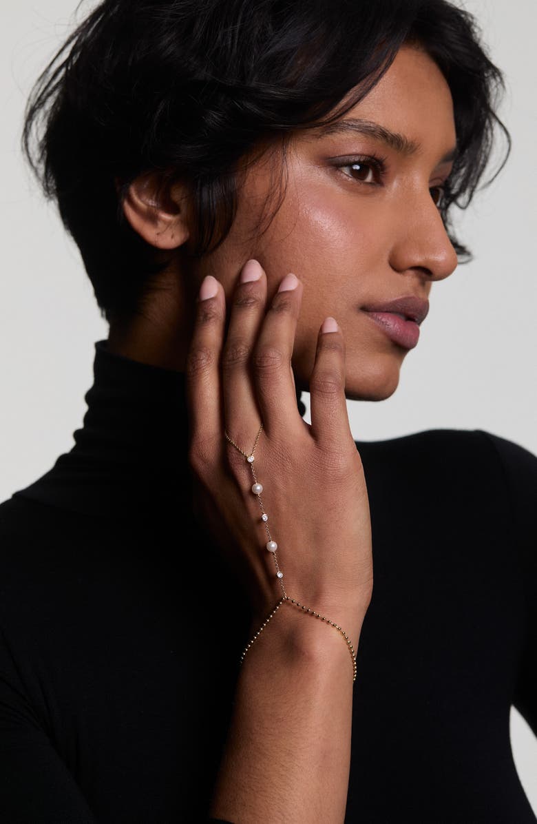 Nadri Esme Faux Pearl Hand Chain, Alternate, color, Gold