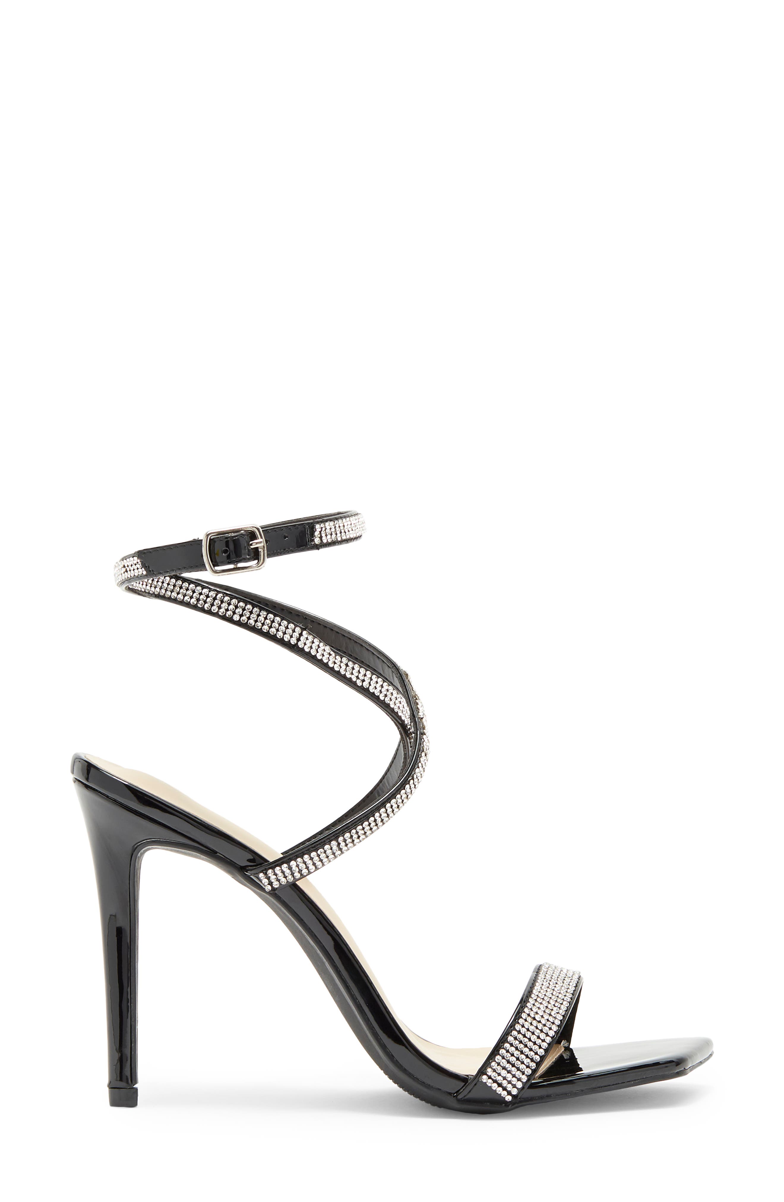 WILD DIVA LOUNGE Crystal Embellished Crisscross Slim Heel Sandal, Alternate, color, 