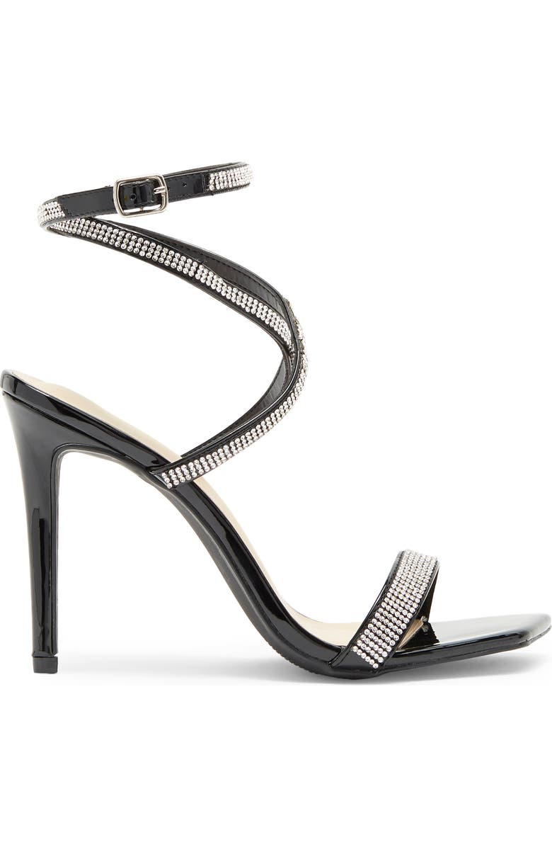 WILD DIVA LOUNGE Crystal Embellished Crisscross Slim Heel Sandal, Alternate, color,