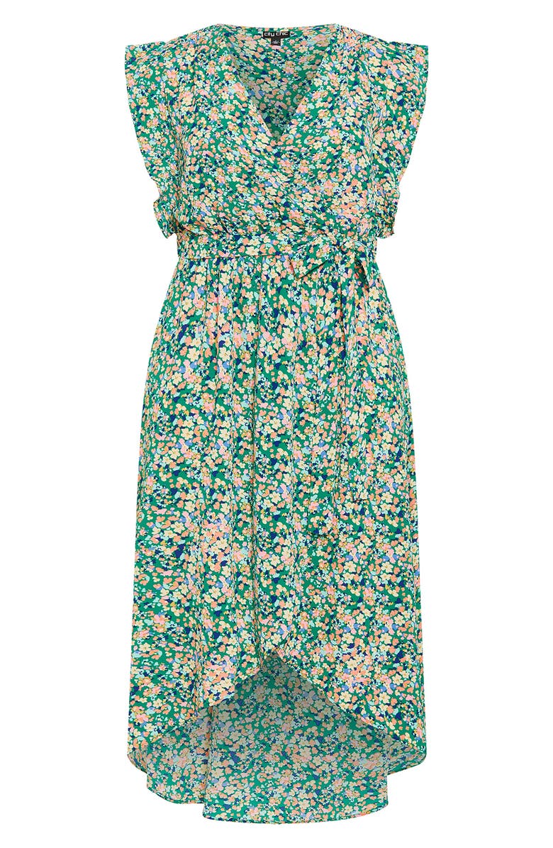 City Chic Ditsy Floral Wrap Front Maxi Dress, Alternate, color, 