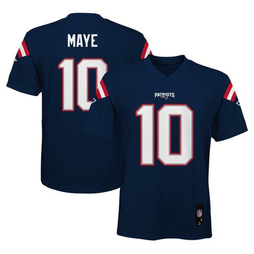 Outerstuff Kids'  Youth Drake Maye Navy New England Patriots Replica Player Jersey In Blue