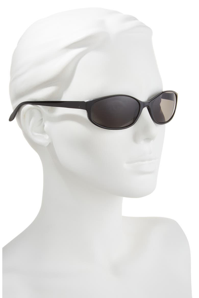 Oval Wrap Sunglasses, Alternate, color, BLACK