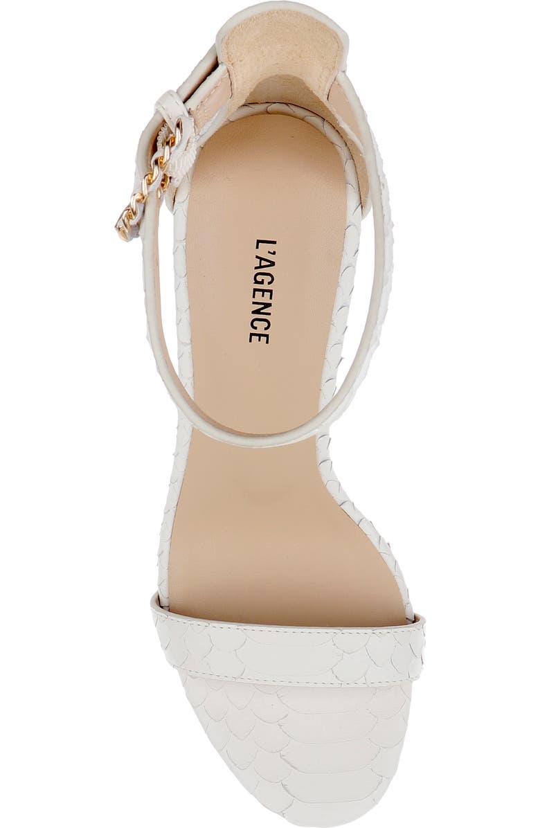L'AGENCE Gisele Ankle Strap Sandal, Alternate, color, White Snake