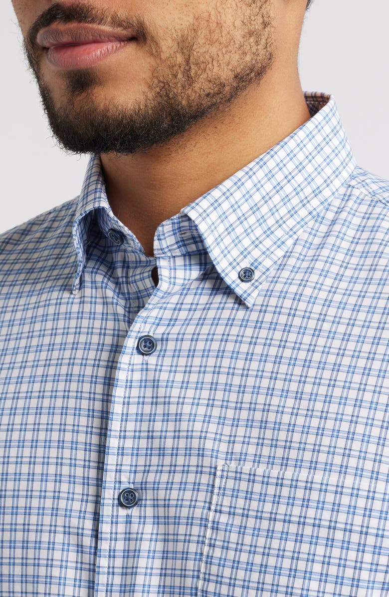 johnnie-O Morganstern Plaid Tucked Cotton Blend Button-Down Shirt, Alternate, color, 