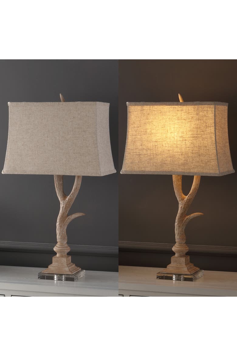 Antler 29.5" Rustic Resin/Crystal LED Table Lamp, Alternate, color, Beige