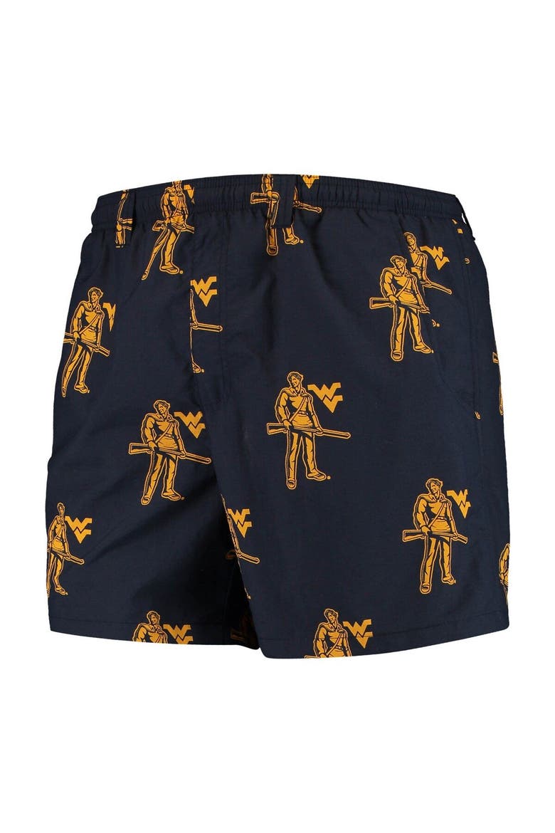 Men's Columbia Navy West Virginia Mountaineers PFG Backcast II Omni-Shade Hybrid Shorts, Alternate, color, Navy