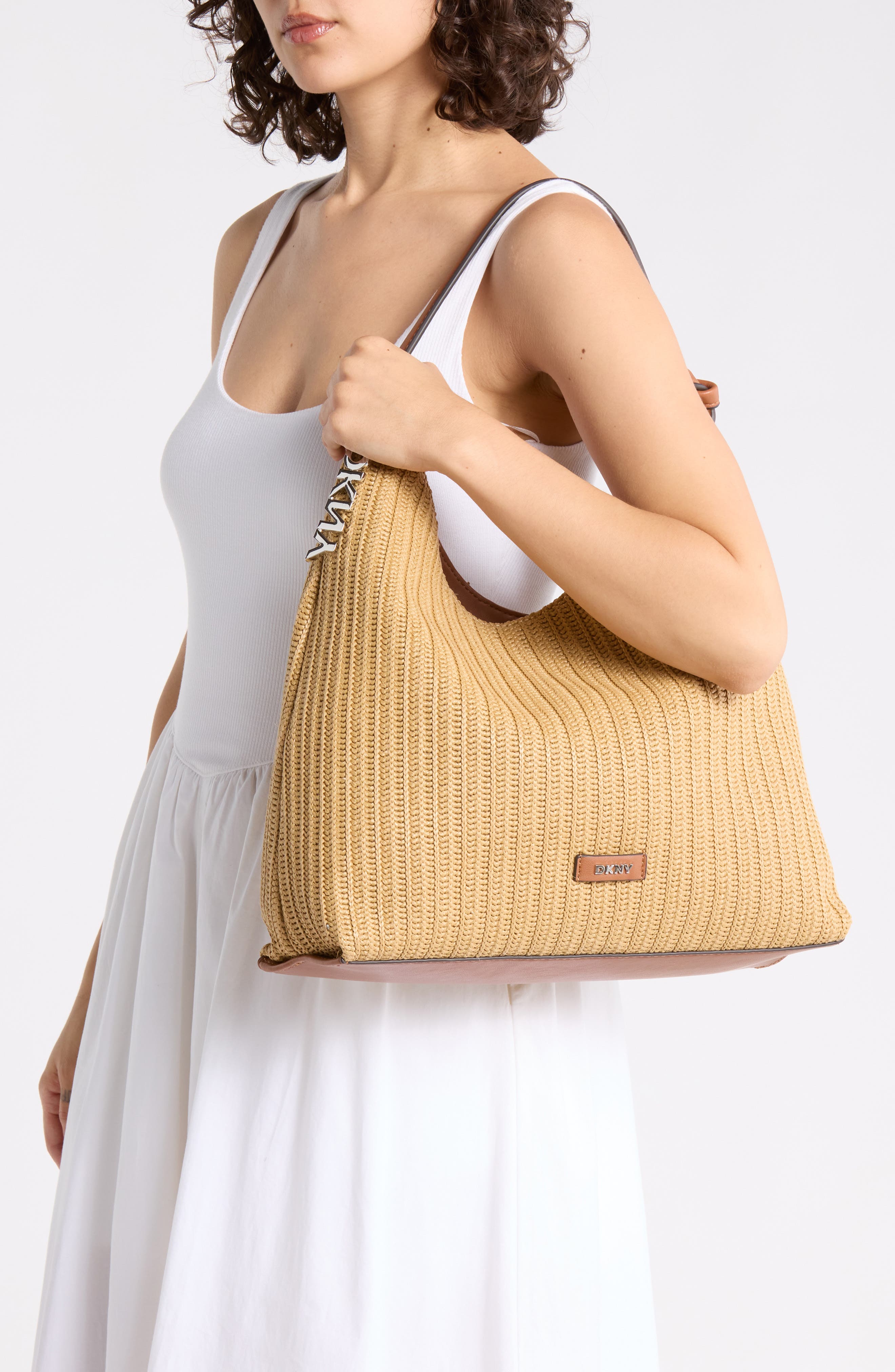 DKNY Paula Hobo Bag, Alternate, color, Natural/ Saddle