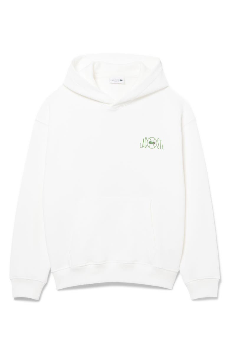 Lacoste Tennis Logo Cotton Fleece Hoodie, Alternate, color, Flour