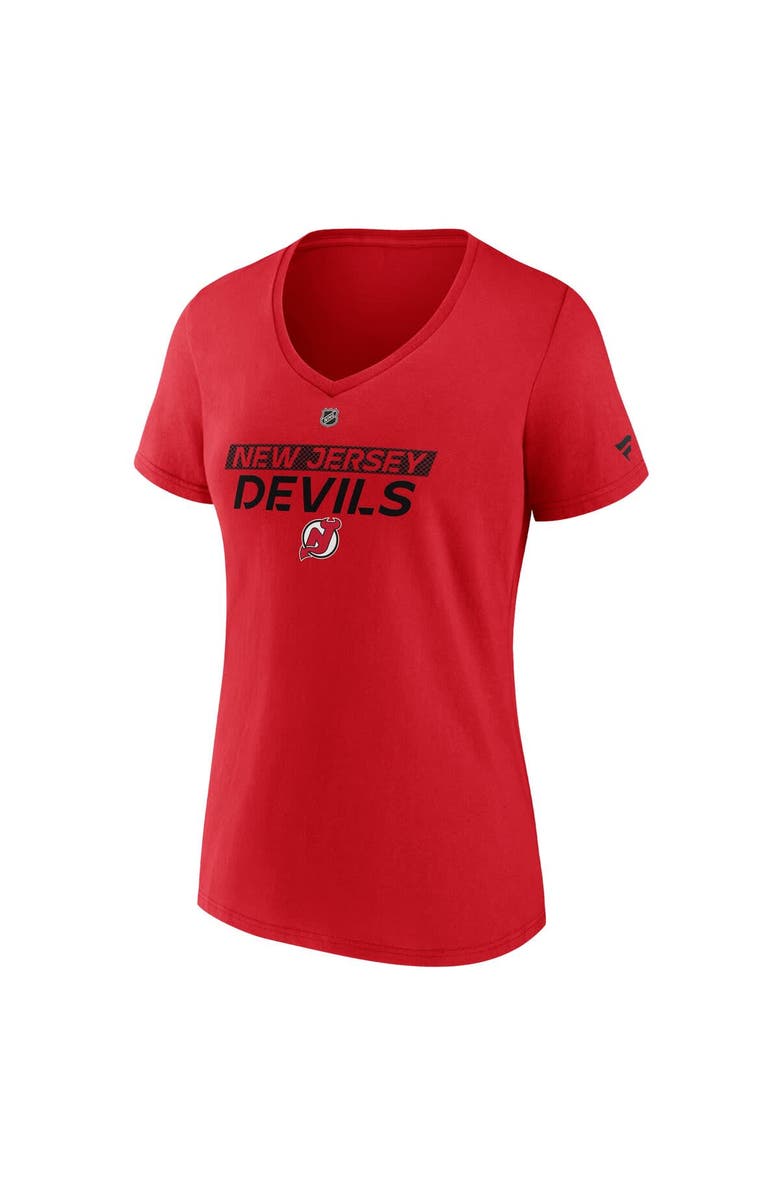 FANATICS Women
s Fanatics  Red New Jersey Devils Authentic Pro Core Primary V-Neck T-Shirt, Alternate, color, Red