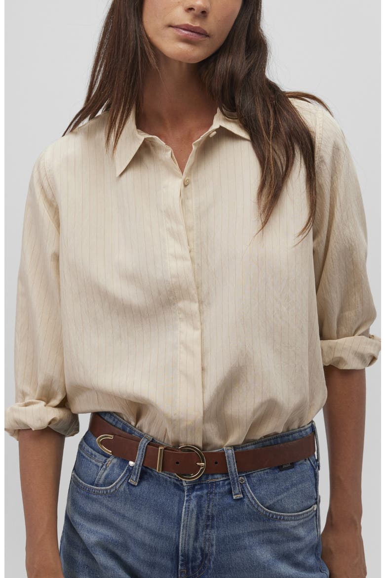 Stripe Poplin Button-Up Shirt, Alternate, color, COCONUT MILK STRIPE