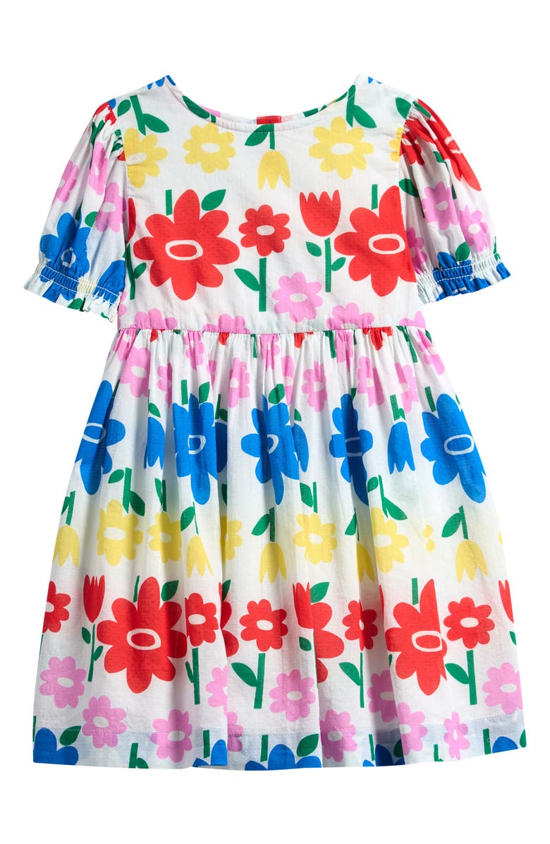 Mini Boden Kids' Madeline Floral Cotton Dress, Main, color, Multi Rainbow Flower