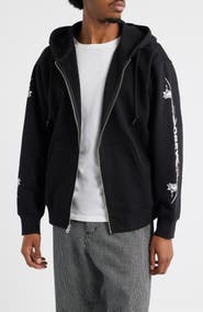 Obey Rose Cotton Blend Graphic Zip Hoodie