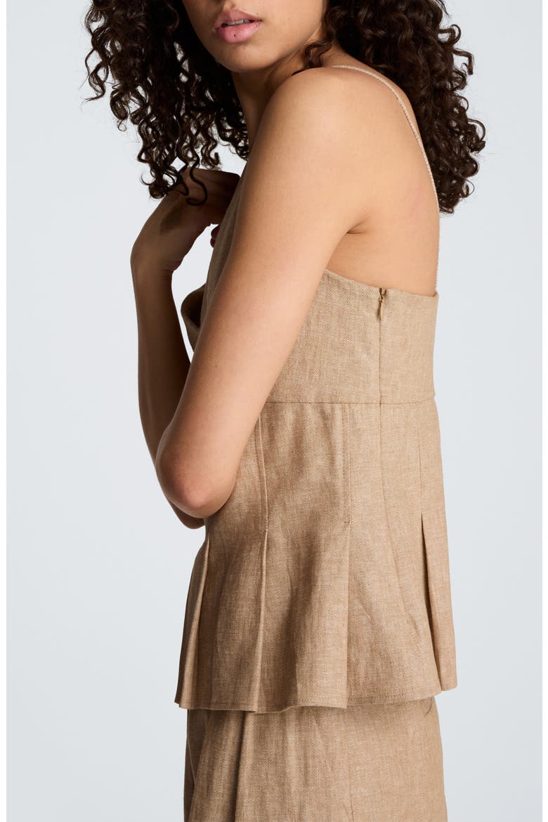 Pleat Hem Linen Blend Camisole, Alternate, color, MESA TAUP/MELANGE