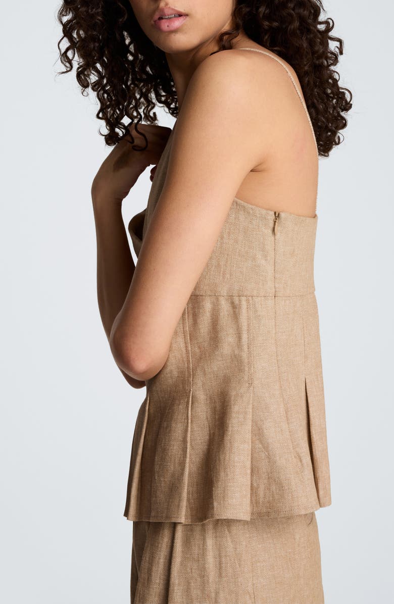 Kenneth Cole Pleat Hem Linen Blend Camisole, Alternate, color, Mesa Taup/ Melange