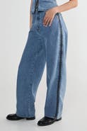 NASTY GAL Zip Seam Detail Straight Leg Denim Jeans