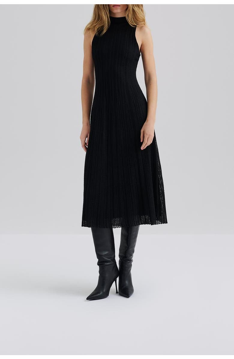 Malina Nessa Halterneck Knitted Midi Dress, Alternate, color, Black