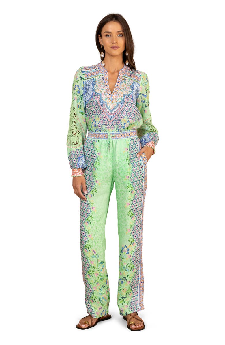 Hale Bob Azenor Washed Linen Pant, Main, color, Green