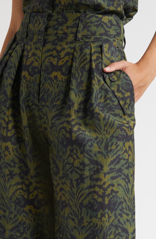 Ulla Johnson Charlie Print Wide Leg Pants In Green