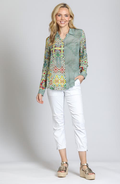 Apny Print Button-up Shirt In Yellow Multi